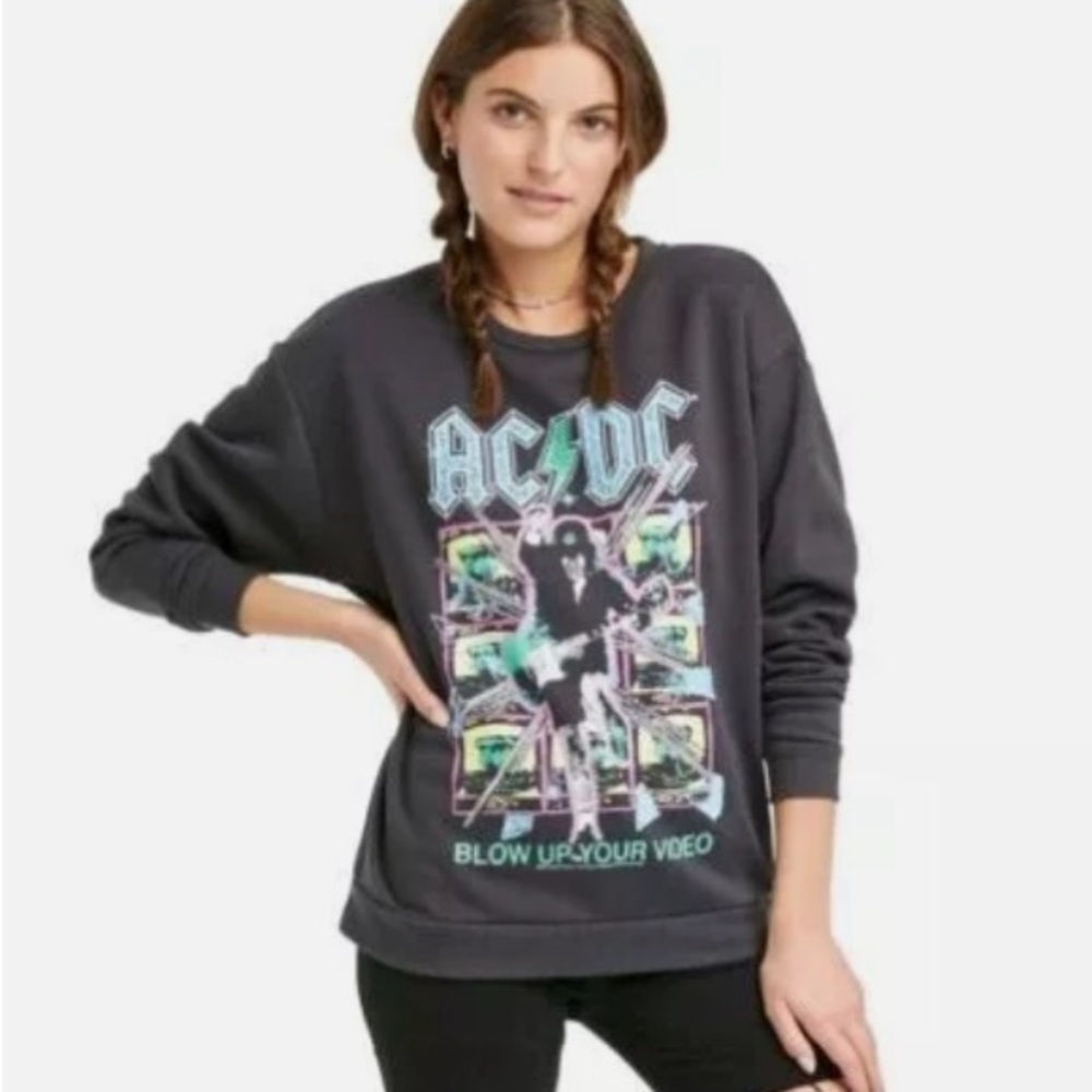 AC/DC Blow Up Your Video Crew Neck Sweatshirt Women XXL Black 100 polyester